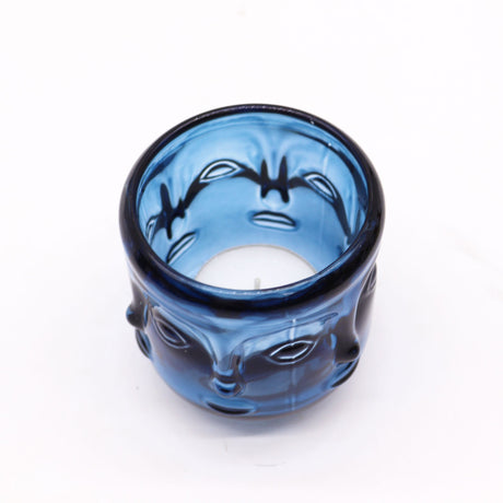 Buddha Faces Candle Jar - Royal Blue (2 pcs) - SHAMTAM.COM