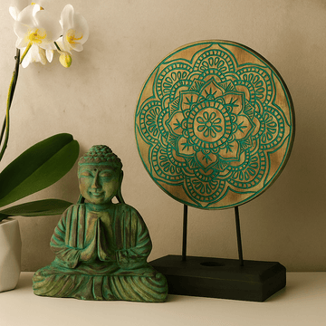 Buddha Feng Shui 2-Piece Set Buddha Knot Green
