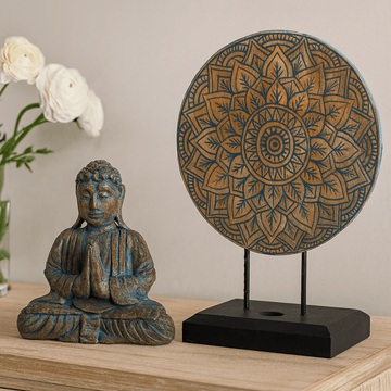 Buddha Feng Shui Set, Blue Flower Mandala