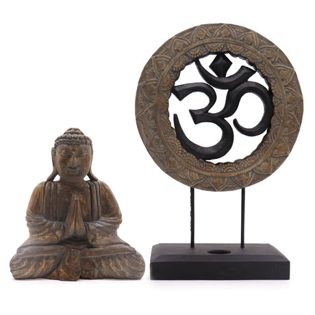 Buddha Feng Shui Set - Om - Grey & Black - SHAMTAM.COM