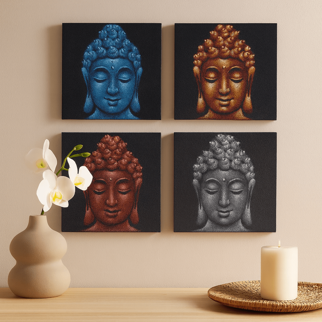 Buddha Head Canvas Wall Art Set of 4 - SHAMTAM.COM