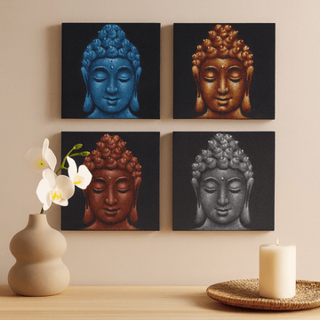 Buddha Head Canvas Wall Art Set of 4