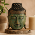 Buddha Head Statue 25cm Green Shine Finish - SHAMTAM.COM
