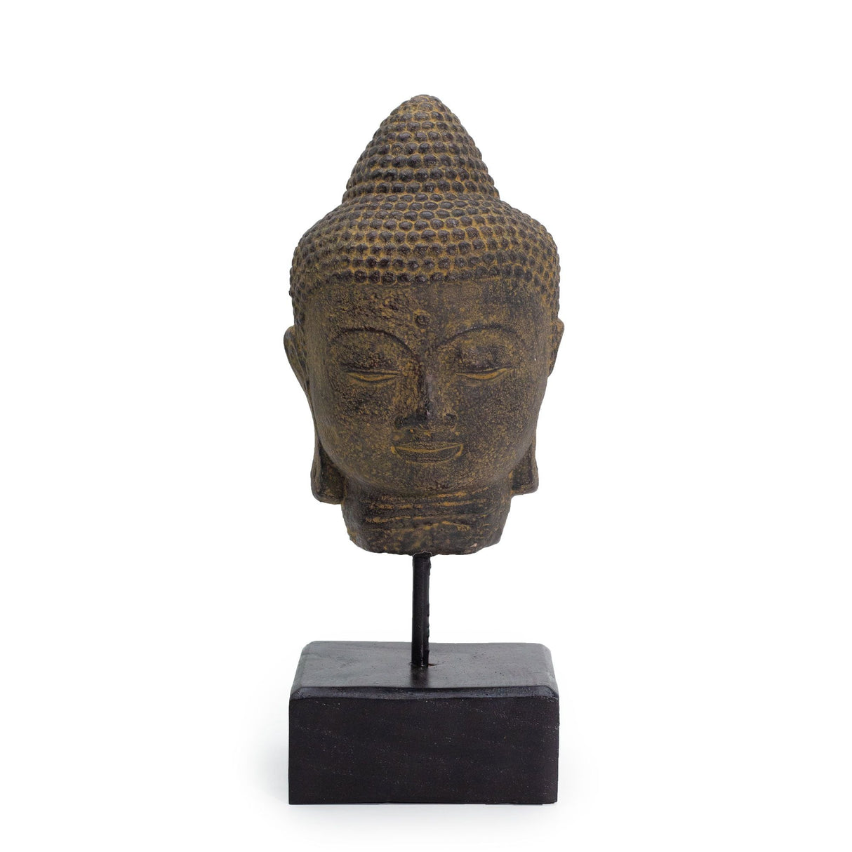 Buddha Head Statue On Stand - Grey - SHAMTAM.COM