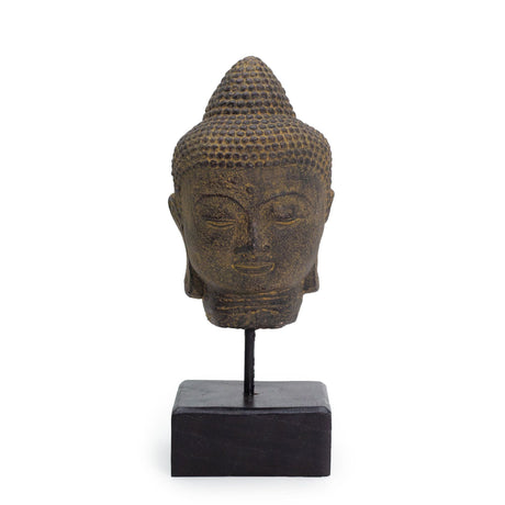 Buddha Head Statue On Stand - Grey - SHAMTAM.COM