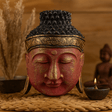 Buddha Head Statue Wooden Red Shine Finish 25cm - SHAMTAM.COM