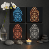 Buddha Heads Wall Art Set of 4, 30x30cm - SHAMTAM.COM