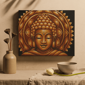 Sada 4 plátenných obrazů na zeď Buddha Mandala