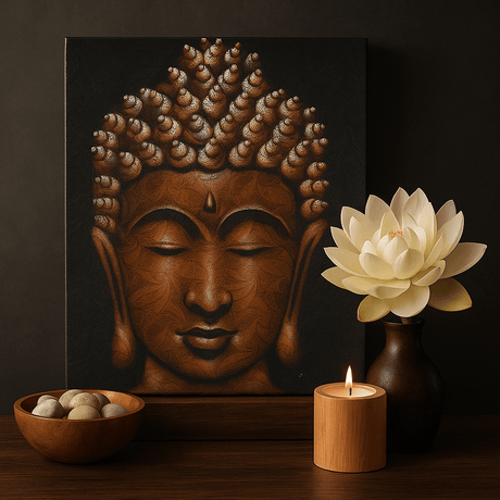 Buddha Painting, Copper Brocade 80x60cm - SHAMTAM.COM