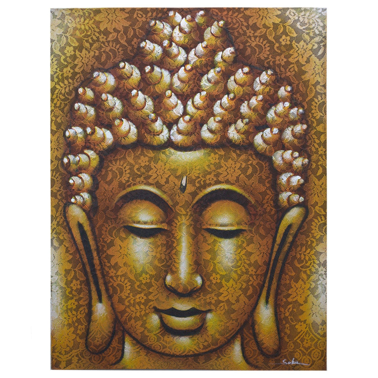 Buddha Painting - Gold Brocade Detail - SHAMTAM.COM