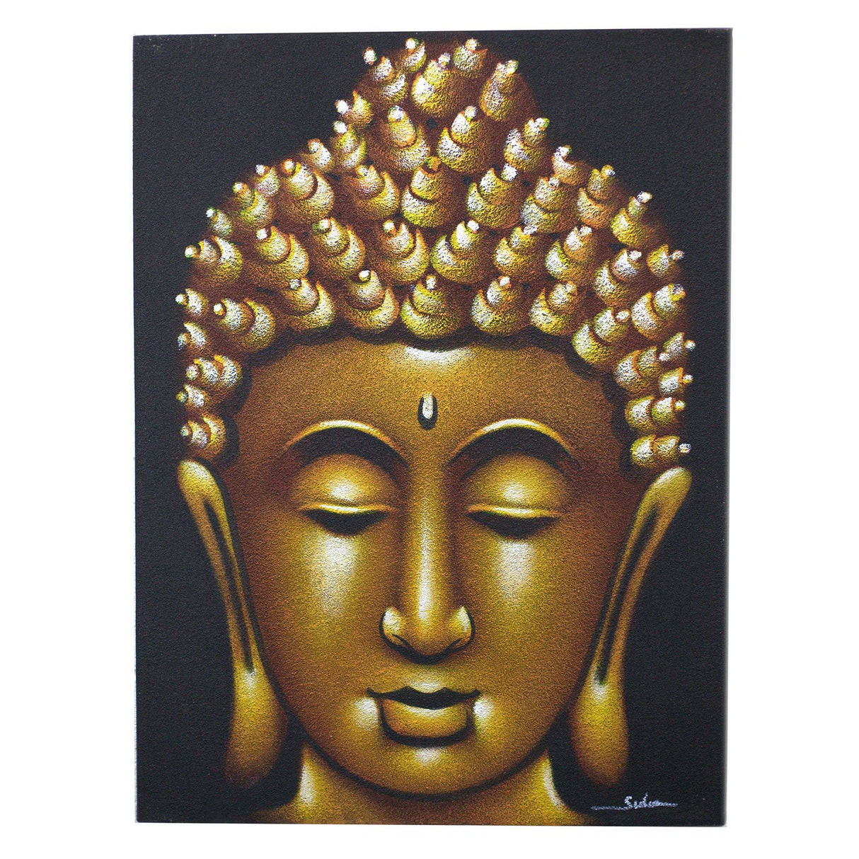 Buddha Painting - Gold Sand Finish - SHAMTAM.COM