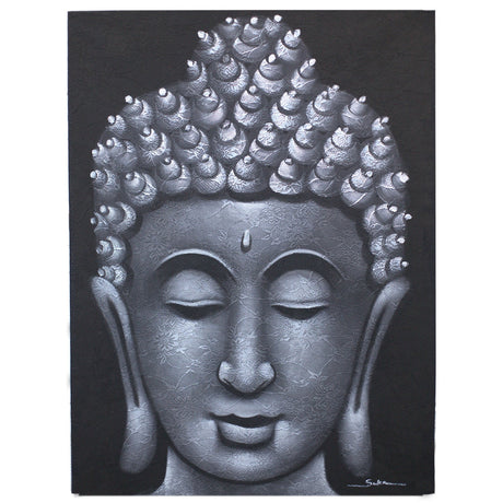 Buddha Painting - Grey Brocade Detail - SHAMTAM.COM