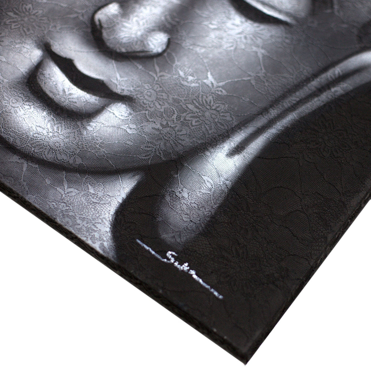 Buddha Painting - Grey Brocade Detail - SHAMTAM.COM