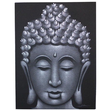 Buddha Painting - Grey Sand Finish - SHAMTAM.COM