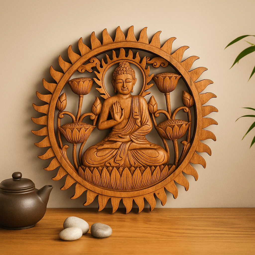 Buddha Panel With Lotus 40cm - SHAMTAM.COM