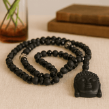 Buddha Pendant Necklace Black Agate - SHAMTAM.COM