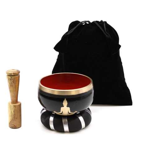 Singing Bowl Set - Buddha Black/Orange 10.7cm - SHAMTAM.COM