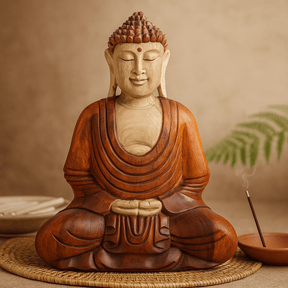 Buddha Statue Hand - Carved Suar Wood 40cm Hand Down - SHAMTAM.COM