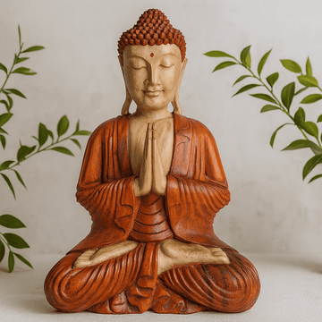 Buddha Statue Hand Carved Suar Wood 60cm