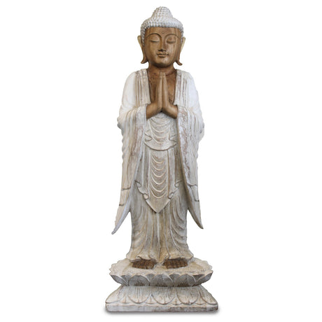 Buddha Statue Standing - Whitewash - 1m Welcome - SHAMTAM.COM