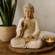 Buddha Statue Whitewash 30cm Teaching Pose - SHAMTAM.COM