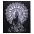 B&W Double Cotton Bedspread + Wall Hanging - Buddha - SHAMTAM.COM