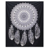 B&W Double Cotton Bedspread + Wall Hanging - Dreamcatcher - SHAMTAM.COM