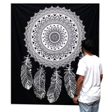 B&W Double Cotton Bedspread + Wall Hanging - Dreamcatcher - SHAMTAM.COM