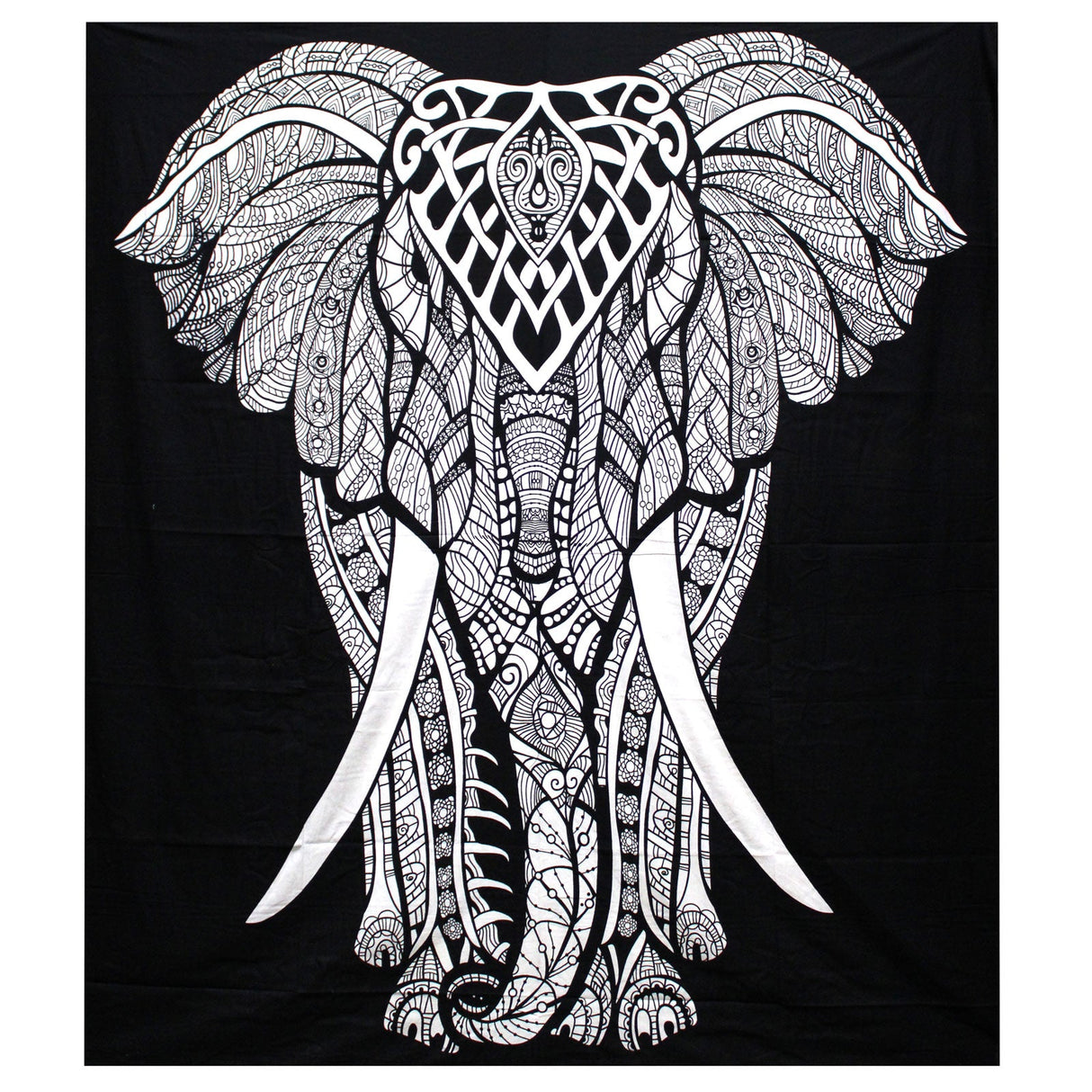 B&W Double Cotton Bedspread + Wall Hanging - Elephant - SHAMTAM.COM