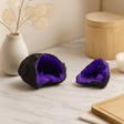Calcite Crystal Geode Painted Purple Black Rock - SHAMTAM.COM