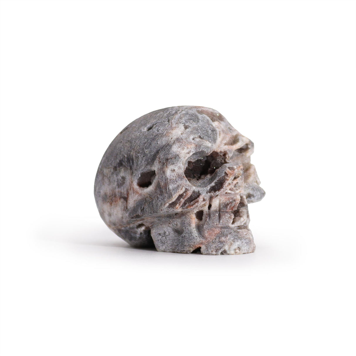 Calcite Geode Carved Skull - Gemstone Crystal Mineral - SHAMTAM.COM