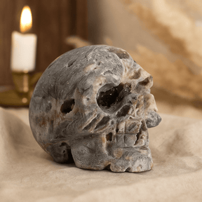 Calcite Geode Crystal Skull Carving - SHAMTAM.COM