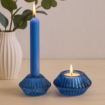 Lysestager Kegle og Fyrfadslys Royal Blue 2-Pak