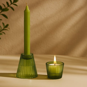 Lysestager Kegle Fyrfadslys – Garden Jade 2-Pak