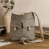 Canvas Crossbody Bag Two Pocket Soft Lavender Medium - SHAMTAM.COM