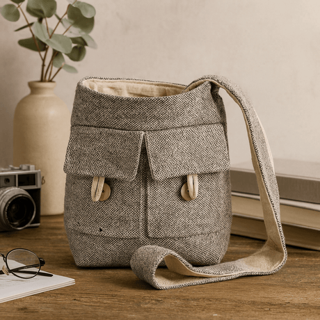 Canvas Crossbody Bag Two Pocket Soft Lavender Medium - SHAMTAM.COM