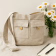 Canvas Two Pocket Tote Bag Stone Large - SHAMTAM.COM