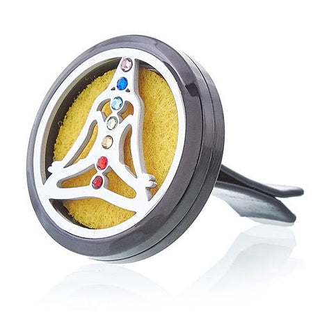 Car Freshener Diffuser - Pewter Yoga Chakra - 30mm - SHAMTAM.COM