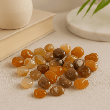 Carnelian Agate Tumbled Stones, 24 Pieces Mozambique