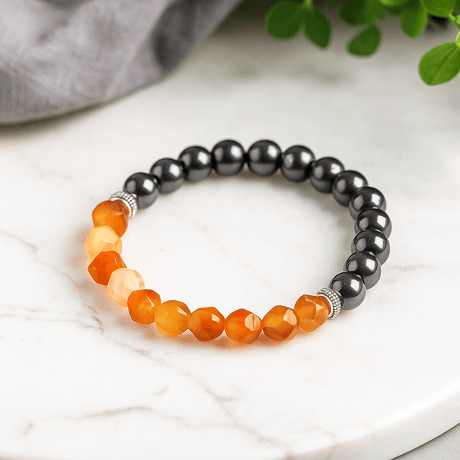 Carnelian Bracelet Faceted Magnetic Gemstone - SHAMTAM.COM