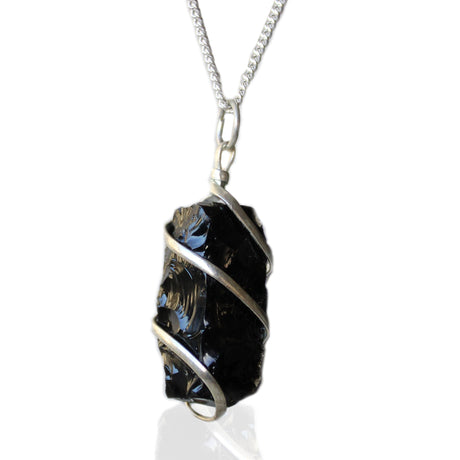 Rough Black Onyx Necklace Cascade Wrapped Gemstone Crystal - SHAMTAM.COM