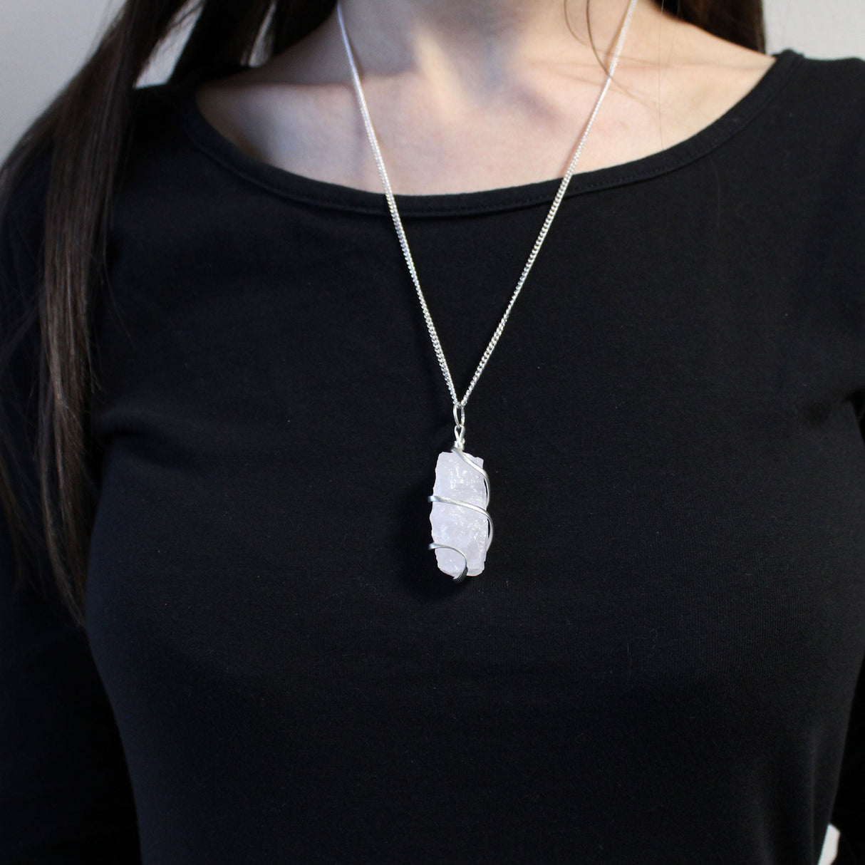 Rough Opalite Necklace Cascade Wrapped Gemstone Crystal - SHAMTAM.COM