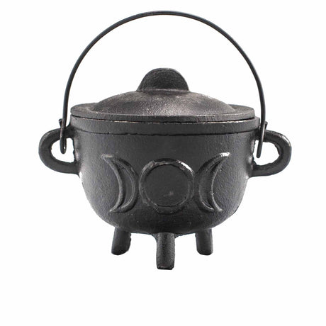 Cast Iron Cauldron with Triple Moon 11x13cm - SHAMTAM.COM