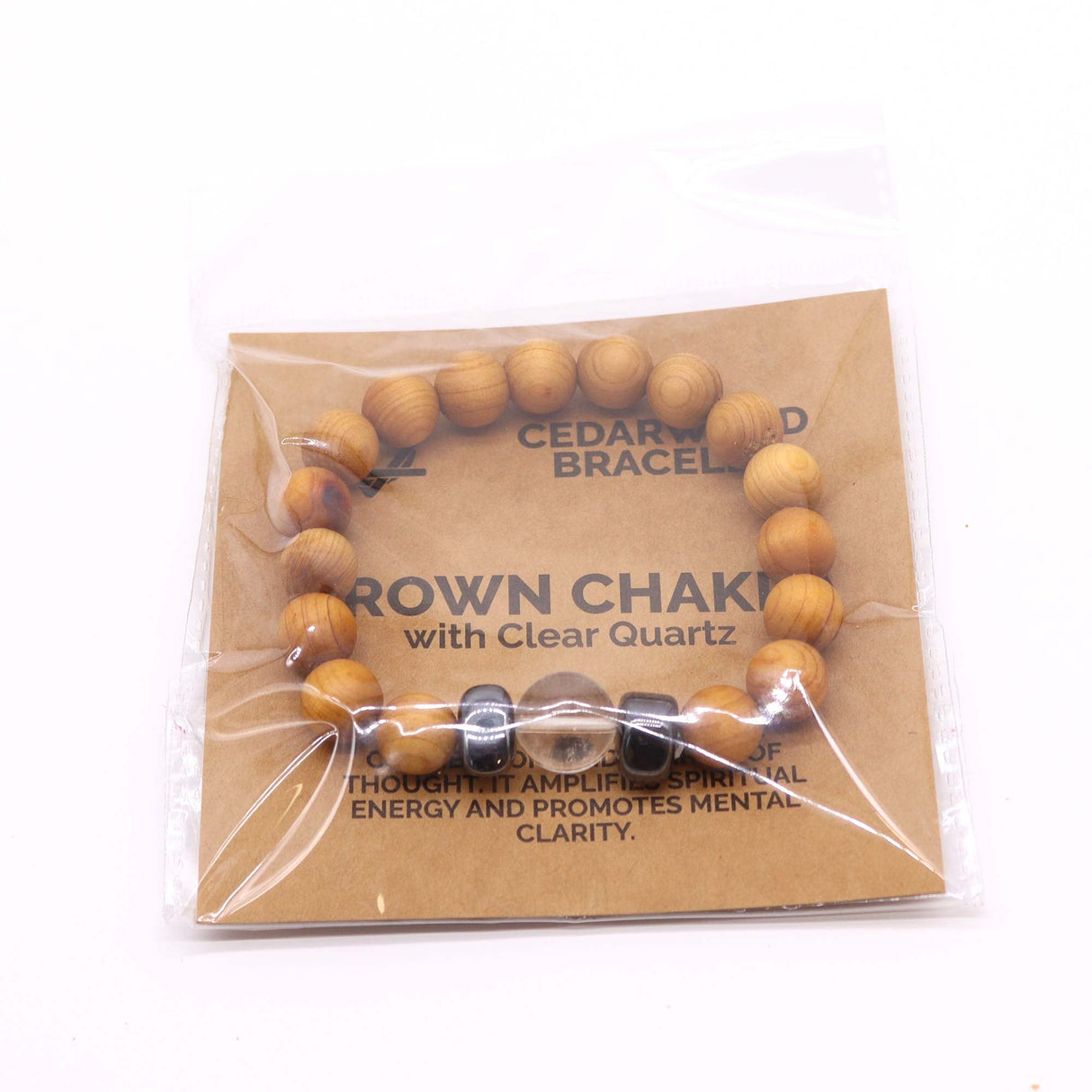 Clear Quartz Bracelet Cedarwood Crown Chakra - SHAMTAM.COM