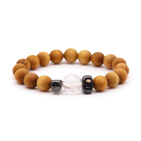 Clear Quartz Bracelet Cedarwood Crown Chakra - SHAMTAM.COM