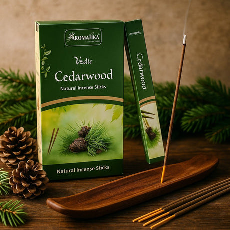 Cedarwood Incense Sticks Hand Rolled Masala 12 Count - SHAMTAM.COM