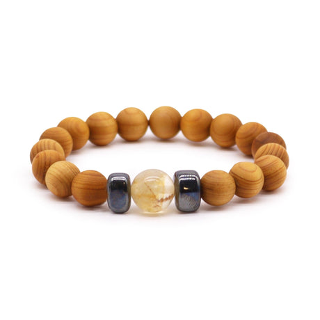 Citrine Bracelet Cedarwood Solar Plexus Chakra - SHAMTAM.COM