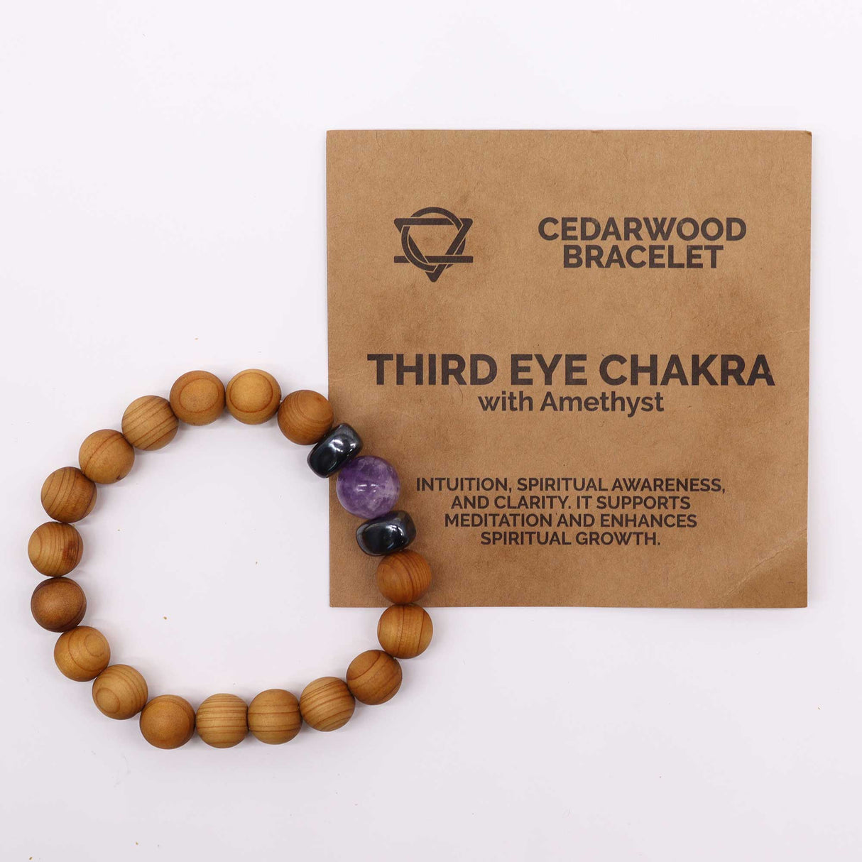 Amethyst Bracelet Cedarwood Third Eye Chakra - SHAMTAM.COM