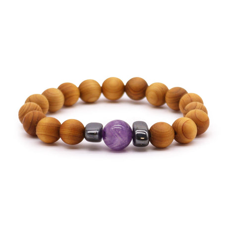 Amethyst Bracelet Cedarwood Third Eye Chakra - SHAMTAM.COM