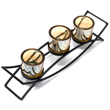 Centrepiece Iron Votive Candle Holder - 3 Cup Silluethe - SHAMTAM.COM